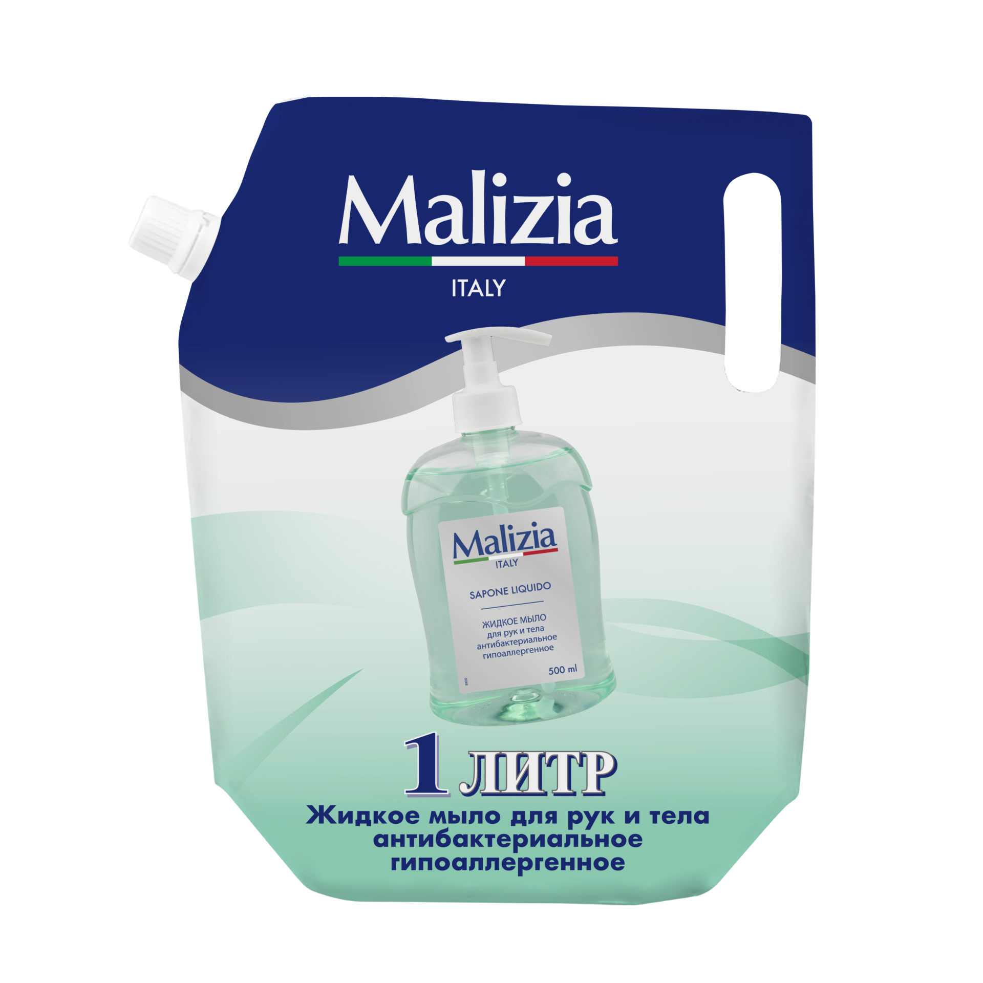 Malizia Жидкое мыло для рук и тела антибактериальное гипоаллергенное 1000 мл - MALIZIA