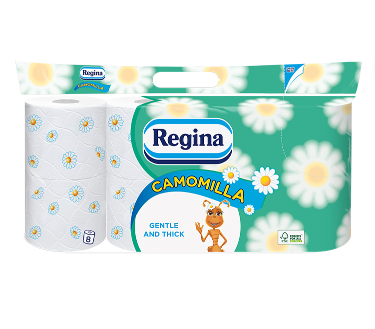 Regina Бумага туалетная ароматизированная с декорацией Ромашка 3 слоя 8×10 - REGINA