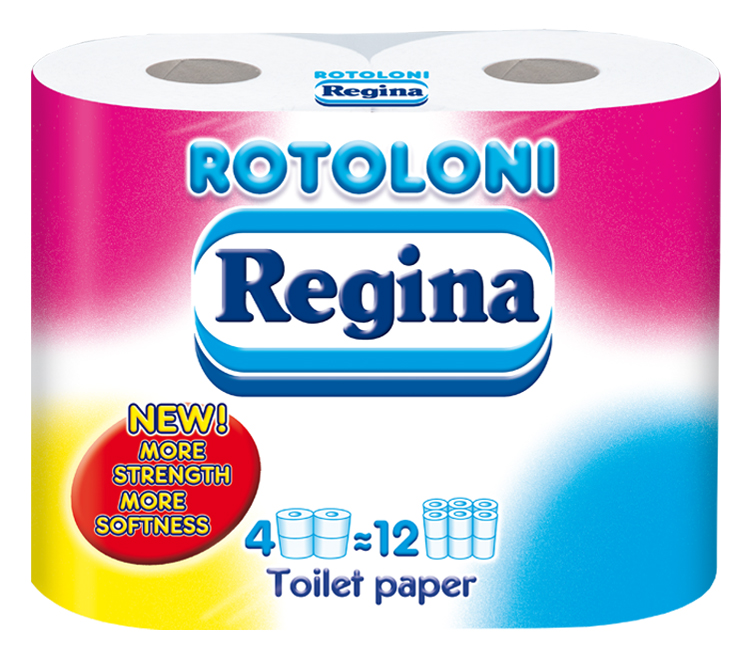 Regina Бумага туалетная Ротолони (4 рулона=12 рулонам) 2 слоя 4×15 - REGINA