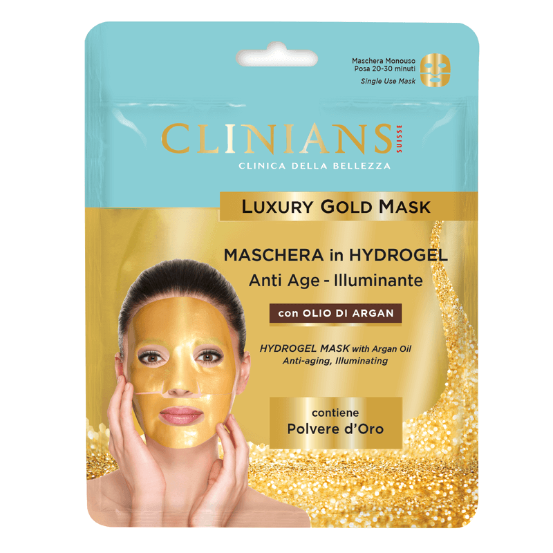 Гидрогелевая маска для лица антивозрастная осветляющая LUXURY GOLD ARGAN 25мл - CLINIANS